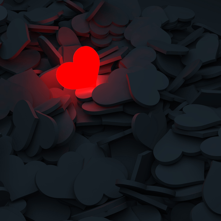 red-hear-amongst-black-ones